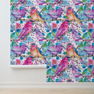 Vogelzang bloesems behang
