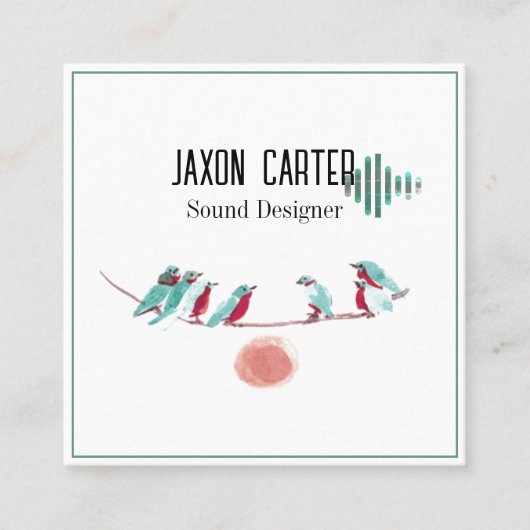 Vogelzang Desk Naambord Vierkante Visitekaartje (Voorkant)