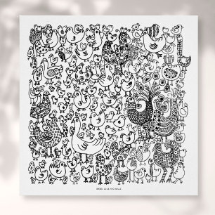 Vogelzwart en wittekende kunst afdrukken poster