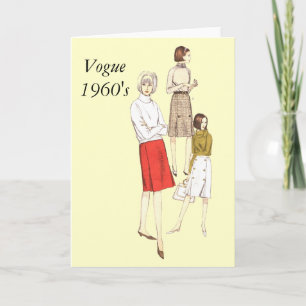 Vogue 1960s Blank greetings Card Kaart