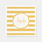 Vogue Bright Yellow Rugby Stripes en partijnaam Servet (Voorkant)