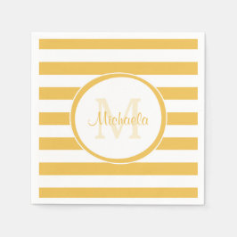 Vogue Bright Yellow Rugby Stripes en partijnaam Servet