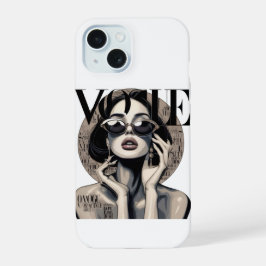 Vogue esthetische meisje iPhone hoesje | Luxe mode 15 Case