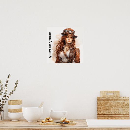  Vogue Steampunk Jonge Vrouw Retro Poster (Keuken)