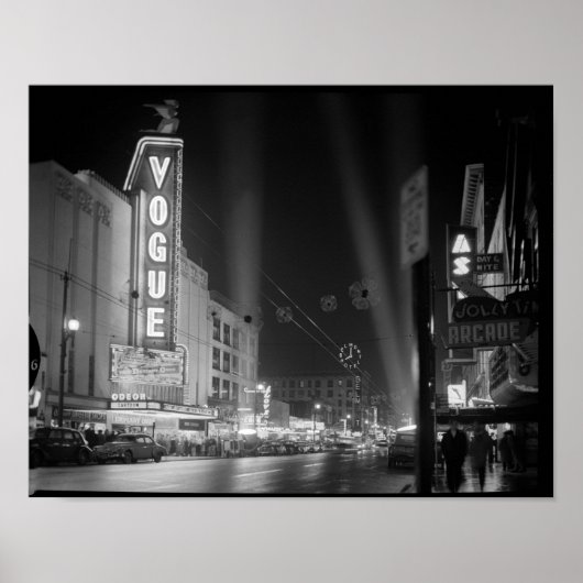 Vogue Theater 's nachts met schijnwerpers, Vancouv Poster (Voorkant)