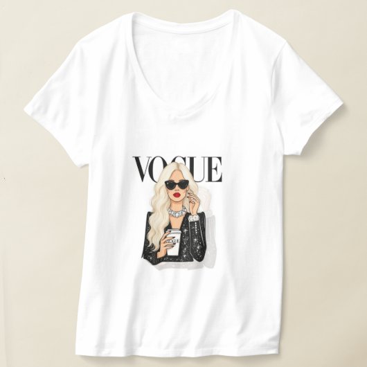 Vogue witte half mouwen T-Shirt (Laagn)