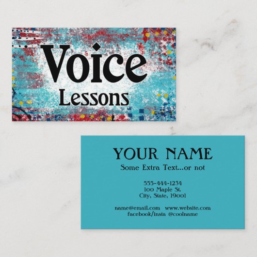 Voice Instruction Lessons Turquoise Visitekaartjes (Voorkant / Achterkant)