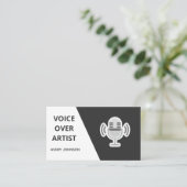 Voice Over Artiest Zwart Wit & Grijs Classic Clean Visitekaartje (Staand voorkant)
