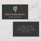 Voice Over Artist Fire Microfoon Icon Trendy Cool Visitekaartje (Voorkant / Achterkant)