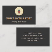 Voice over Artist Microphone Icon Logo Simple Grey Visitekaartje (Voorkant / Achterkant)