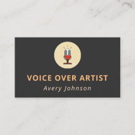 Voice over Artist Microphone Icon Logo Simple Grey Visitekaartje