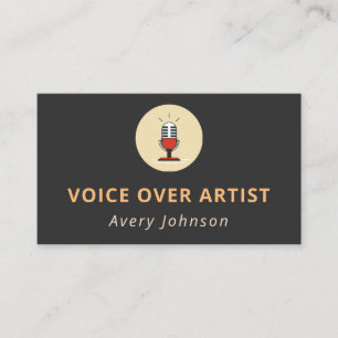 Voice over Artist Microphone Icon Logo Simple Grey Visitekaartje
