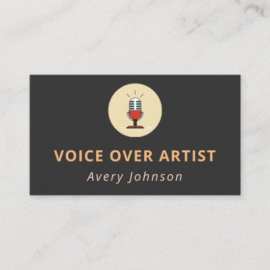 Voice over Artist Microphone Icon Logo Simple Grey Visitekaartje (Voorkant)