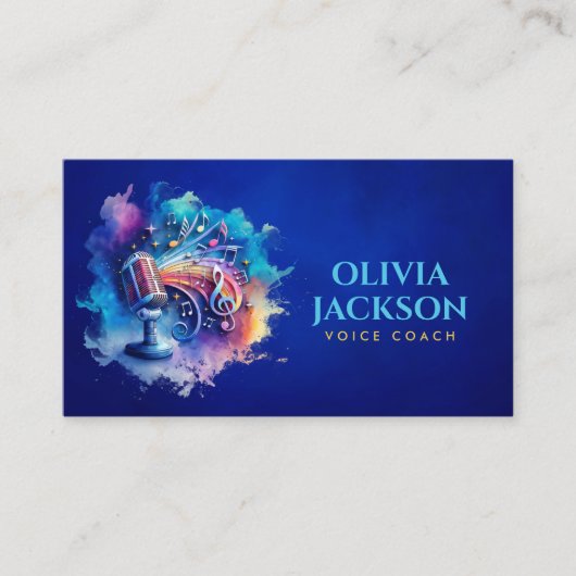 Voice / Vocal coach - Kleurrijke Waterverf Visitekaartje (Voorkant)