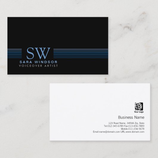 Voiceover Artiest Entertainment SkiStriped Monogra Visitekaartje (Voorkant / Achterkant)