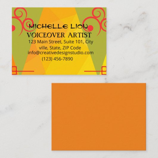 Voiceover Artiest Modern Yellow Visitekaartje (Voorkant / Achterkant)
