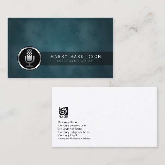 VoiceOver Artist Microfoon Icon Visitekaartje (Voorkant / Achterkant)