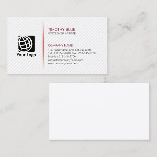 VoiceOver Artiste Entertainment Skills Eenvoudige Visitekaartje (Voorkant / Achterkant)