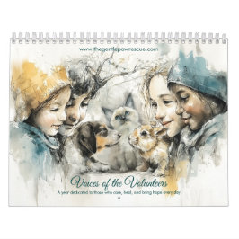 Voices of Animal Rescue Volunteers Watercolor Art Kalender
