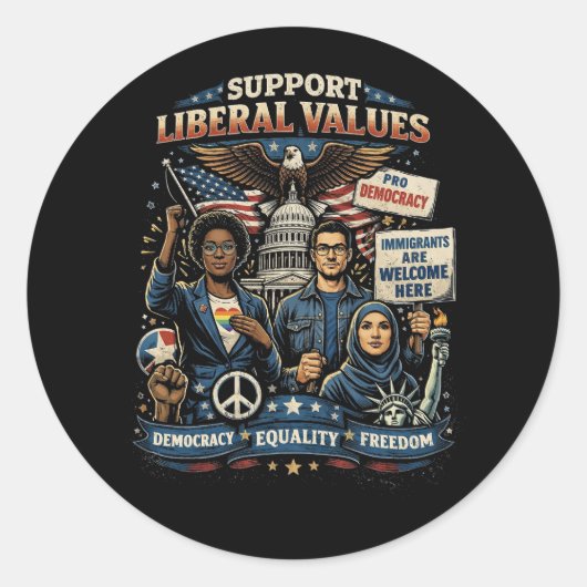 Voices of Freedom Ronde Sticker (Voorkant)