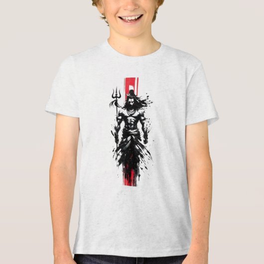 Void-Born Mahadev The Crimson Axis When Silence Ta Tri-Blend Shirt (Voorkant)