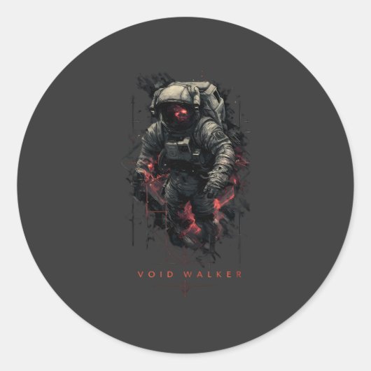 Void Walker Astronaut Heavy Metal Ronde Sticker (Voorkant)