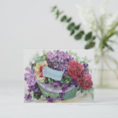 Voilet Roos Basket Floral Flowers Briefkaart (Staand voorkant)