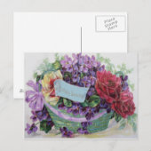 Voilet Roos Basket Floral Flowers Briefkaart (Voorkant / Achterkant)