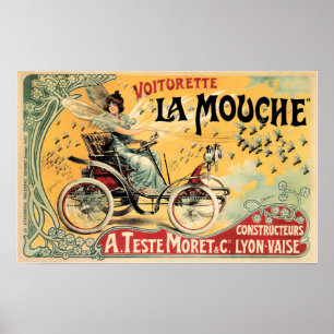 Voiturette La Mouche Automotive Vintage Poster