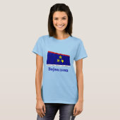 Vojvodina Waving Flag met naam in het Servisch T-shirt (Voorkant volledig)