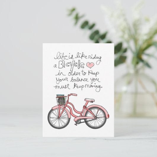 Vol25 leven is als fietsen briefkaart (Staand voorkant)