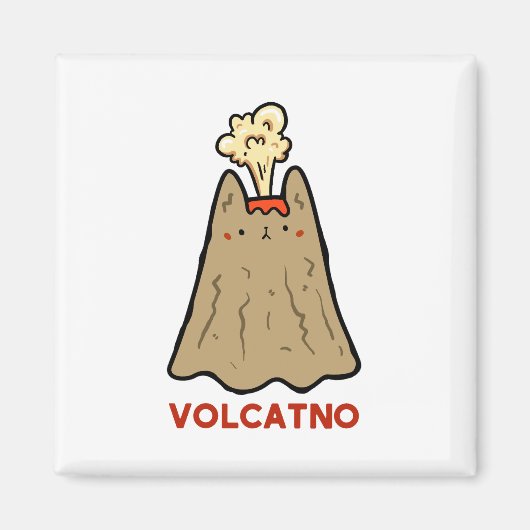 Vol-cat-no Schattigee Cat Pun Magnet (Voorkant)