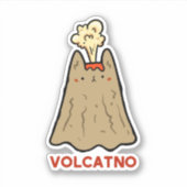 Vol-cat-no Schattigee Cat Pun Vinyl Sticker (Voorkant)