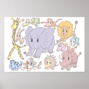 Vol energie! Twaalf vrolijke dieren. Poster