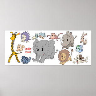 Vol energie! Twaalf vrolijke dieren. Poster