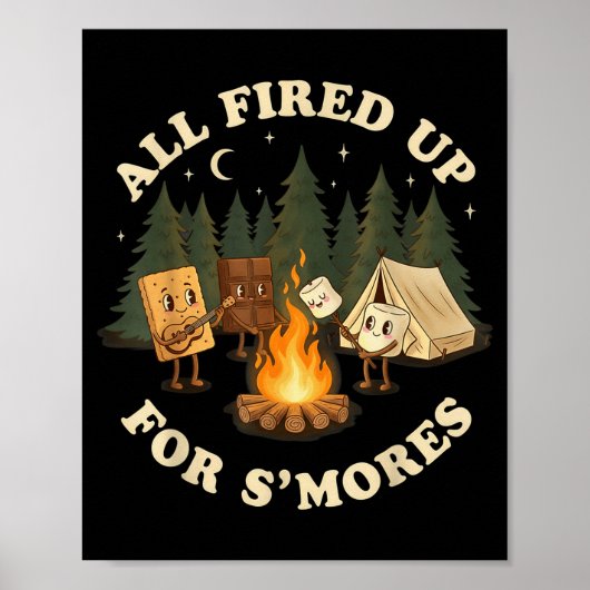 Vol enthousiast voor smores grappig camping ontwer poster (Voorkant)