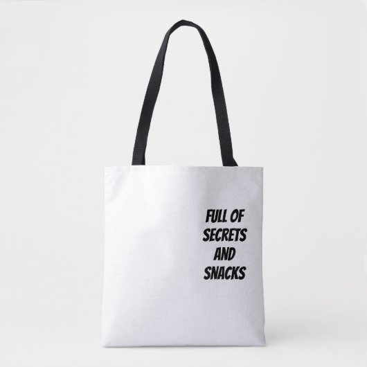 Vol geheimen en snacks tote bag (Voorkant)