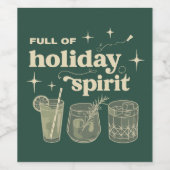 Vol Kerstsfeer Kerstcadeaus Dranken Wijn Etiket (Enkel label)