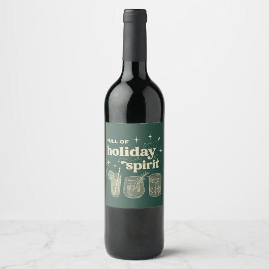 Vol Kerstsfeer Kerstcadeaus Dranken Wijn Etiket (Voorkant)