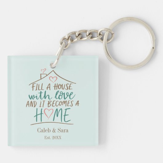 Vol liefde housewarming sleutelhanger (Achterkant)