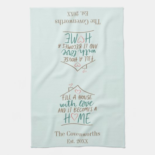 Vol liefde  housewarming theedoek (Verticaal)