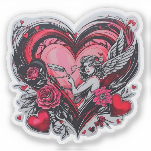 Vol liefde Valentijnsdag meisje Sticker (Voorkant)