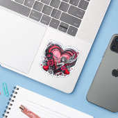 Vol liefde Valentijnsdag meisje Sticker (Laptop met iPhone)