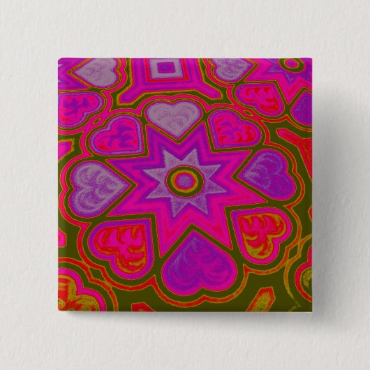'Vol Liefde' Vierkante Knop Button 5,1 Cm (Voorkant)
