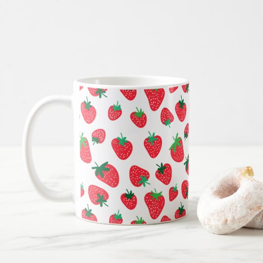 Vol met aardbeien koffiemok (Met donut)