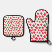 Vol met aardbeien ovenwant & pannenlap set (Voorkant)