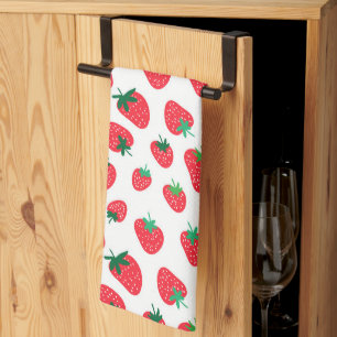 Vol met aardbeien theedoek
