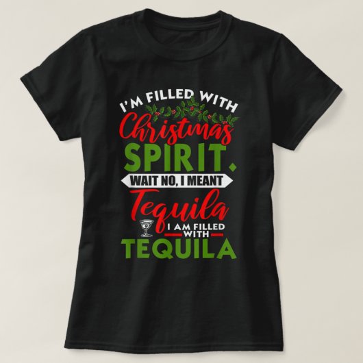vol met kerstgeest Tequila Funny Xmas T-shirt (Design voorkant)