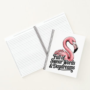 Vol met scheldwoorden en dagdromen Funny Flamingo Notitieboek