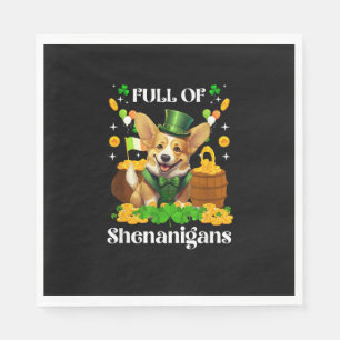 Vol met Shenanigans Corgi St Patrick's Day Dog T-S Servet
